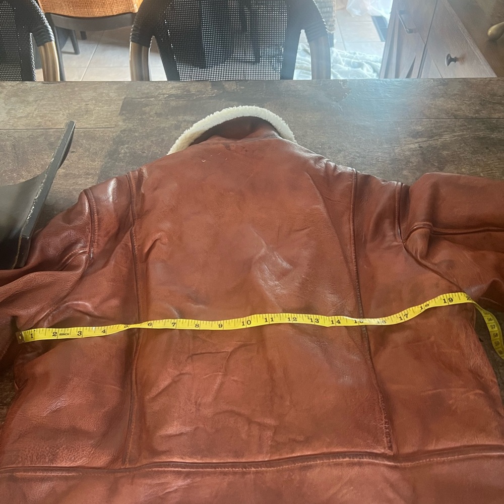 Women Brown faux Leather Jacket with Shearling Lining - Picture 5 of 5
